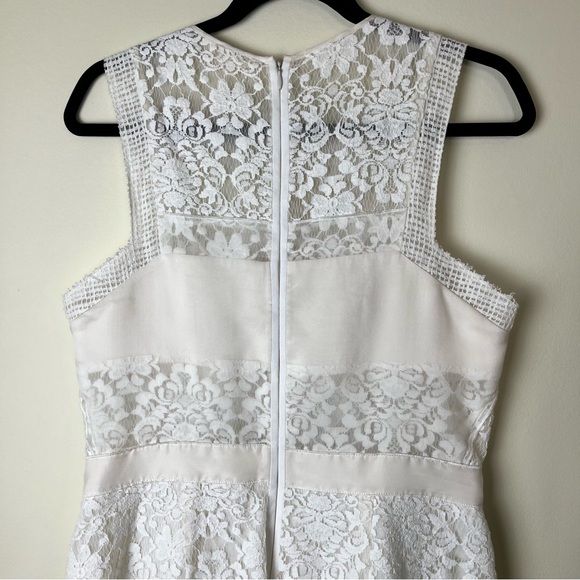 Rebecca Taylor White Silk Layered Effect Floral Lace Combo Dress - Size 8 - Picture 9 of 15